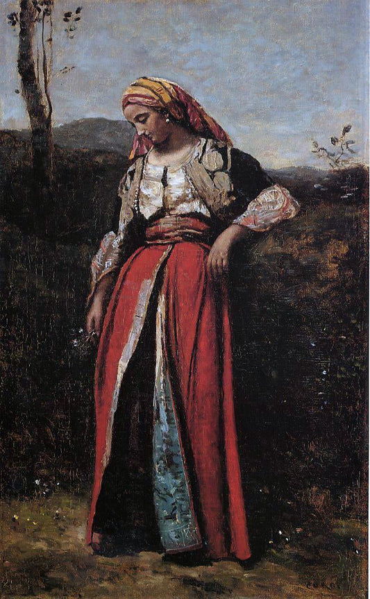  Jean-Baptiste-Camille Corot Pensive Oriental - Canvas Print