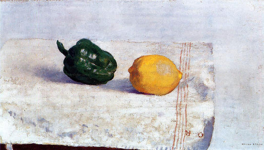  Odilon Redon Pepper and Lemon on a White Tablecloth - Canvas Print