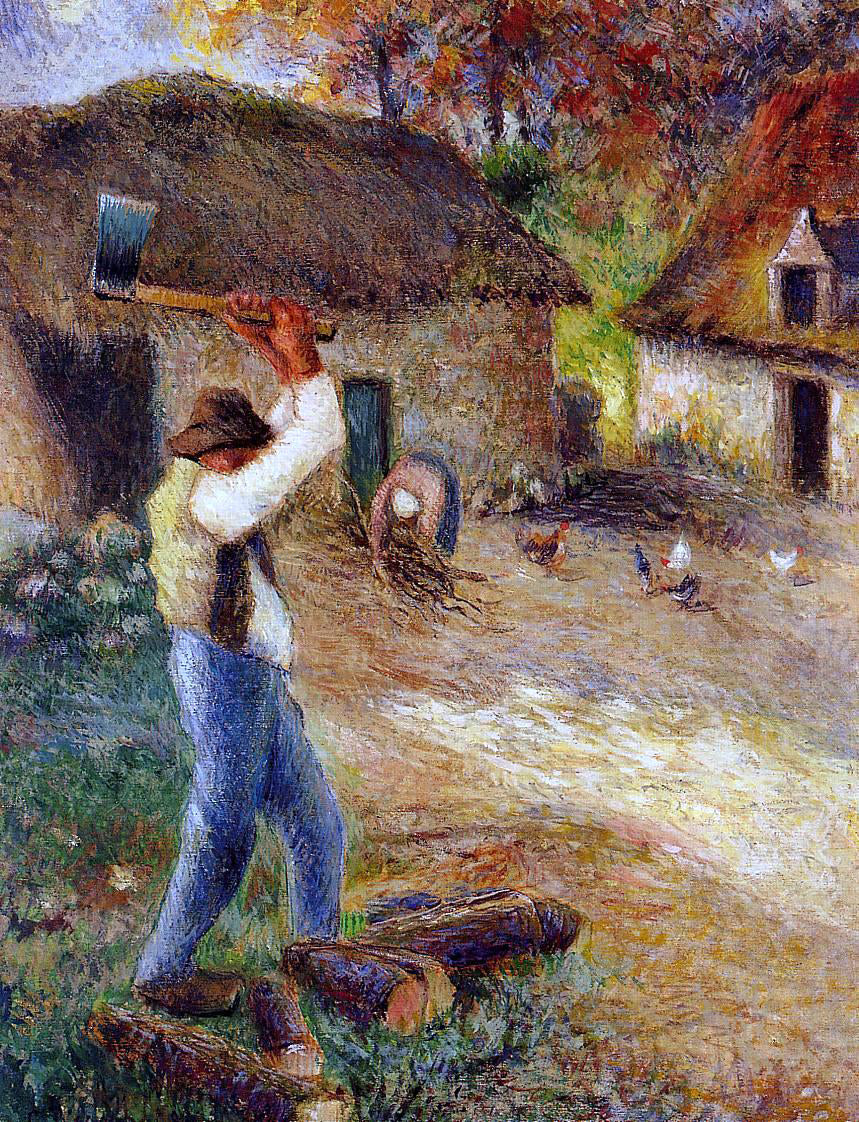  Camille Pissarro Pere Melon Cutting Wood - Canvas Print