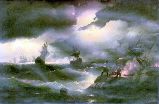  Ivan Constantinovich Aivazovsky Peter the First to Light out a Watch-Fire - Canvas Print