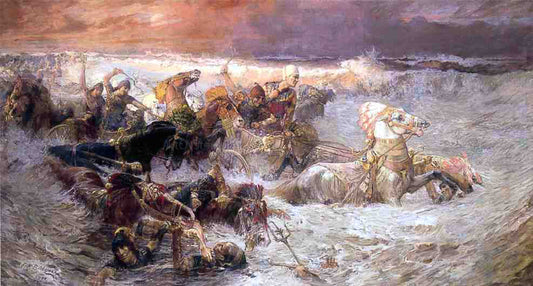  Frederick Arthur Bridgeman Pharoah and His Army Engulfed by The Red Sea - Canvas Print