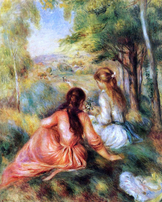  Pierre Auguste Renoir At the Field Picking Flowers - Canvas Print