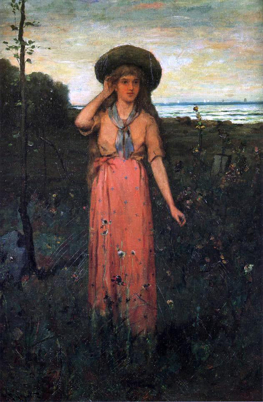  Abbott Fuller Graves Picking Flowers by the Sea - Canvas Print