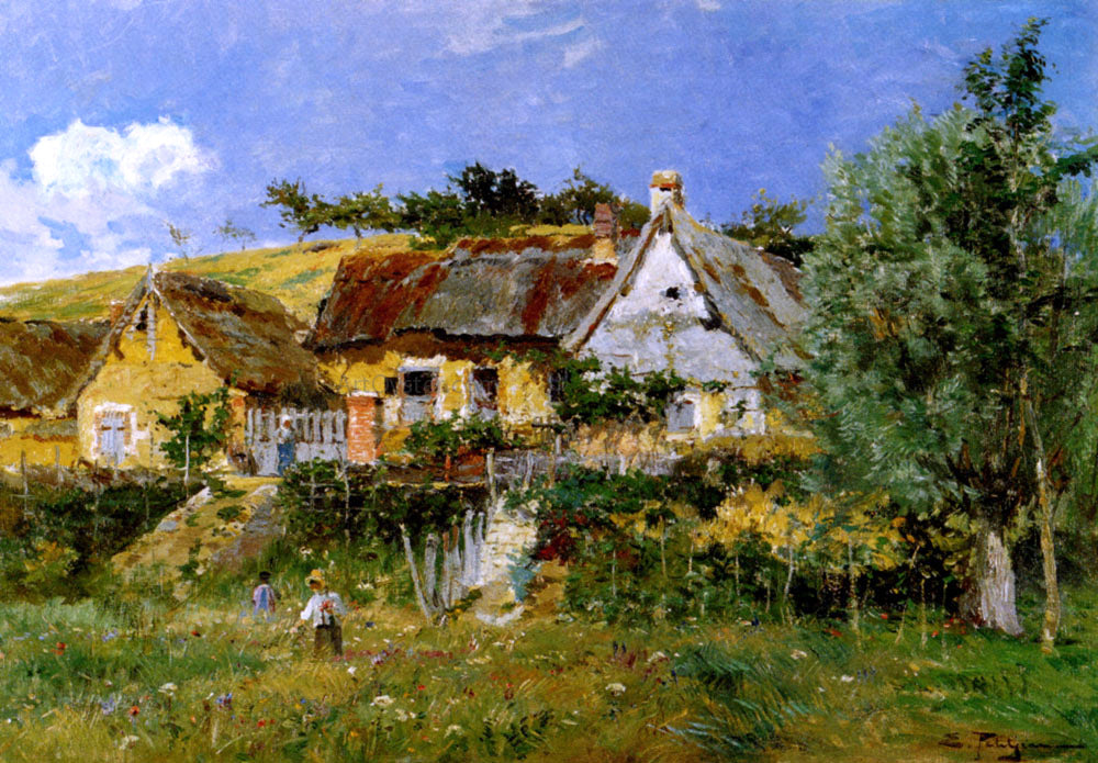  Edmond Marie Petitjean Picking Flowers - Canvas Print