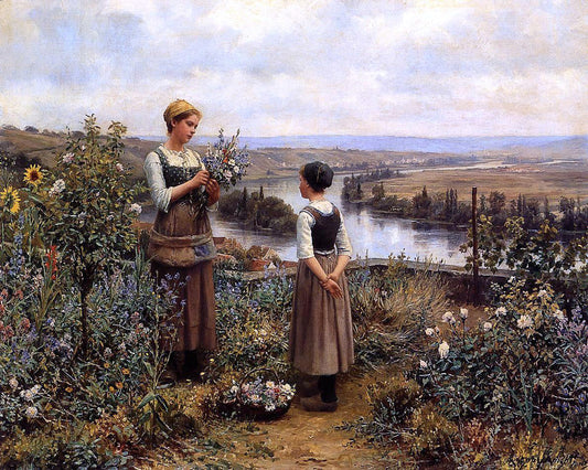  Daniel Ridgway Knight Picking Flowers - Canvas Print