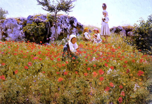  Viggo Frederick Pedersen Picking Poppies, Sora - Canvas Print