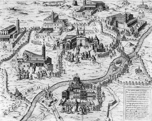  Antonio Lafreri Pilgrims Visiting the Seven Churches of Rome during the Holy Year of 1575 - Canvas Print