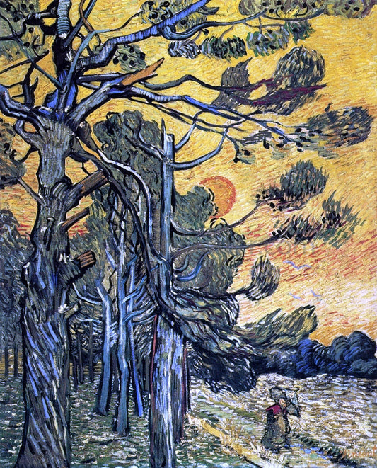  Vincent Van Gogh Pine Trees Against an Evening Sky (also known as Weatherbeaten Pine Trees) - Canvas Print