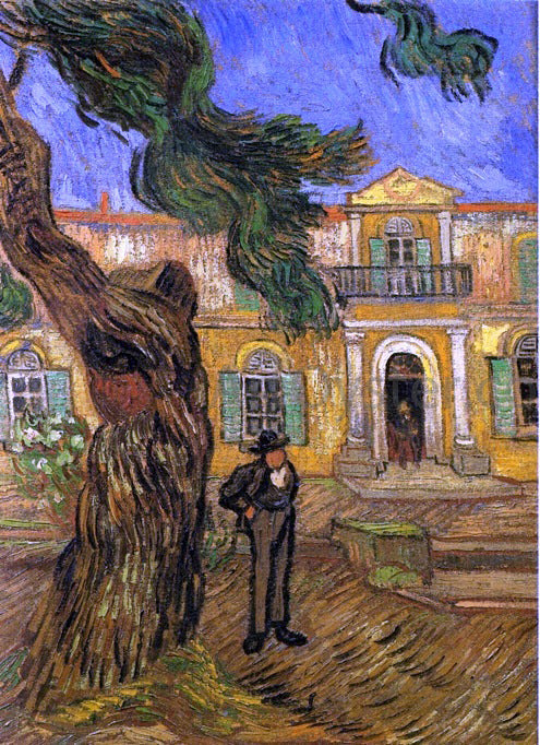  Vincent Van Gogh Pine Trees with Figure in the Garden of Saint-Paul Hospital - Canvas Print