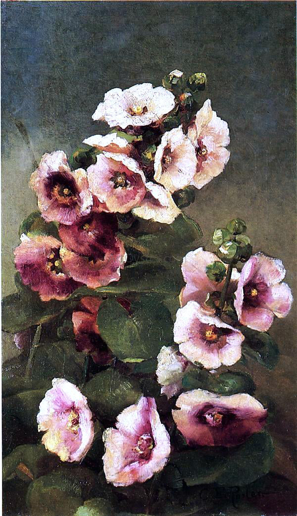  Charles Ethan Porter Pink Hollyhocks - Canvas Print