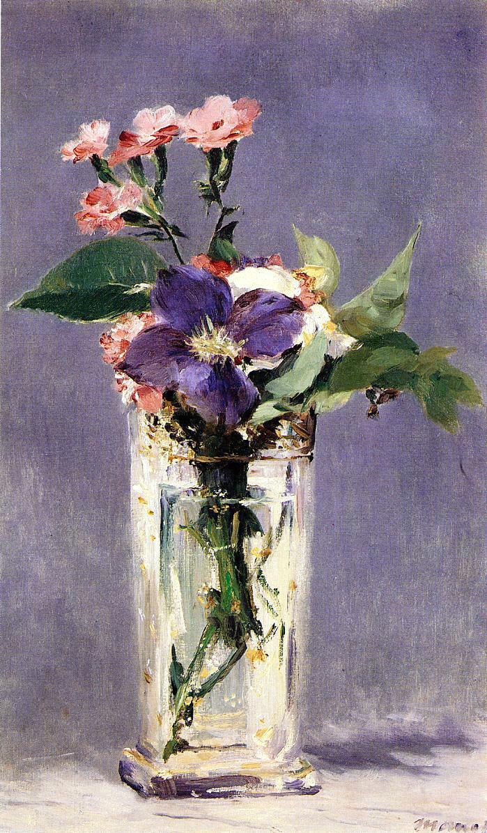  Edouard Manet Pinks and Clematis in a Crystal Vase - Canvas Print
