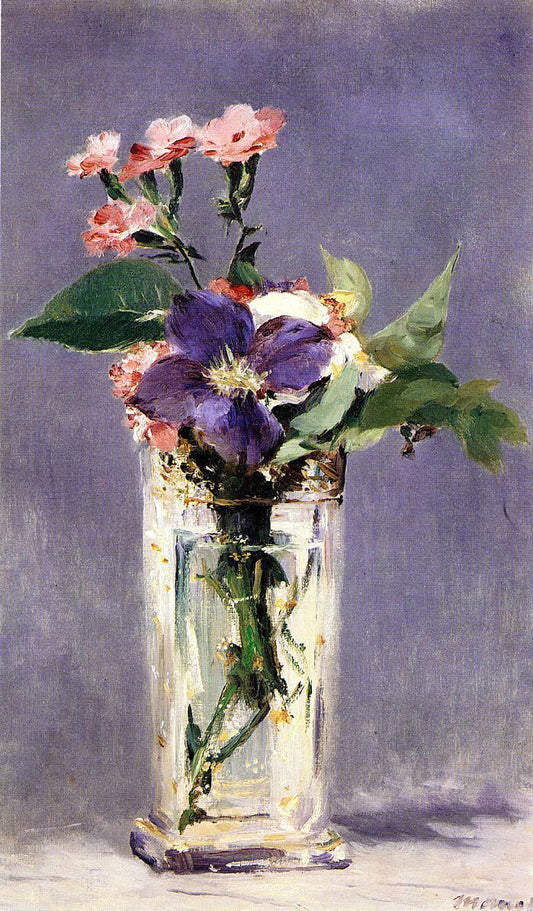  Edouard Manet Pinks and Clematis in a Crystal Vase - Canvas Print