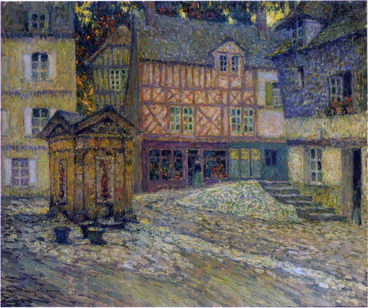  Henri Le Sidaner Place de Puits en Honfleur - Canvas Print