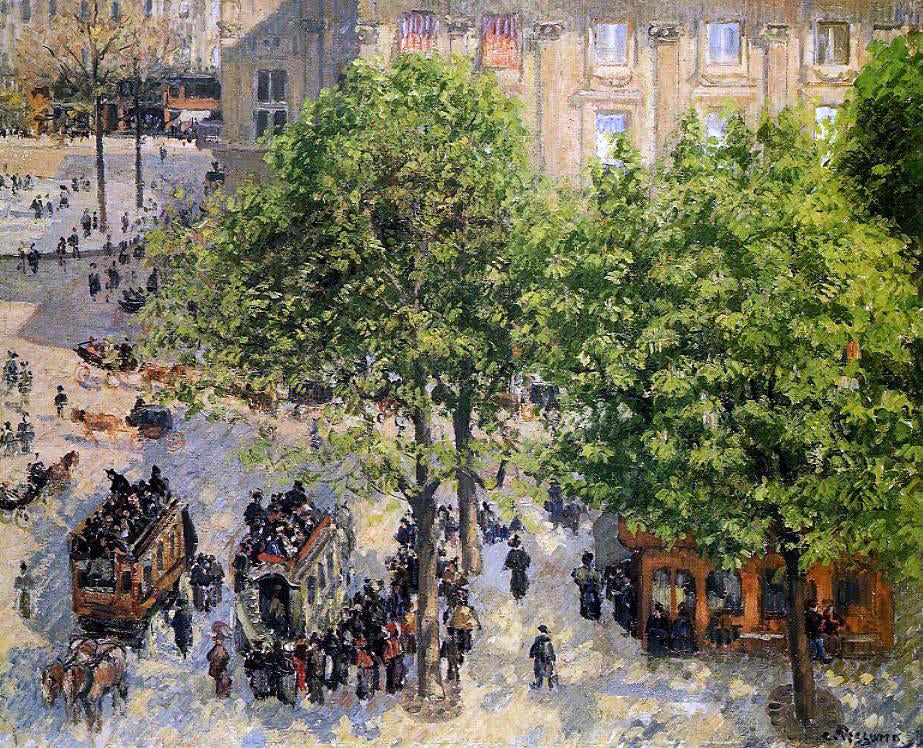  Camille Pissarro Place du Theatre Francais: Spring - Canvas Print