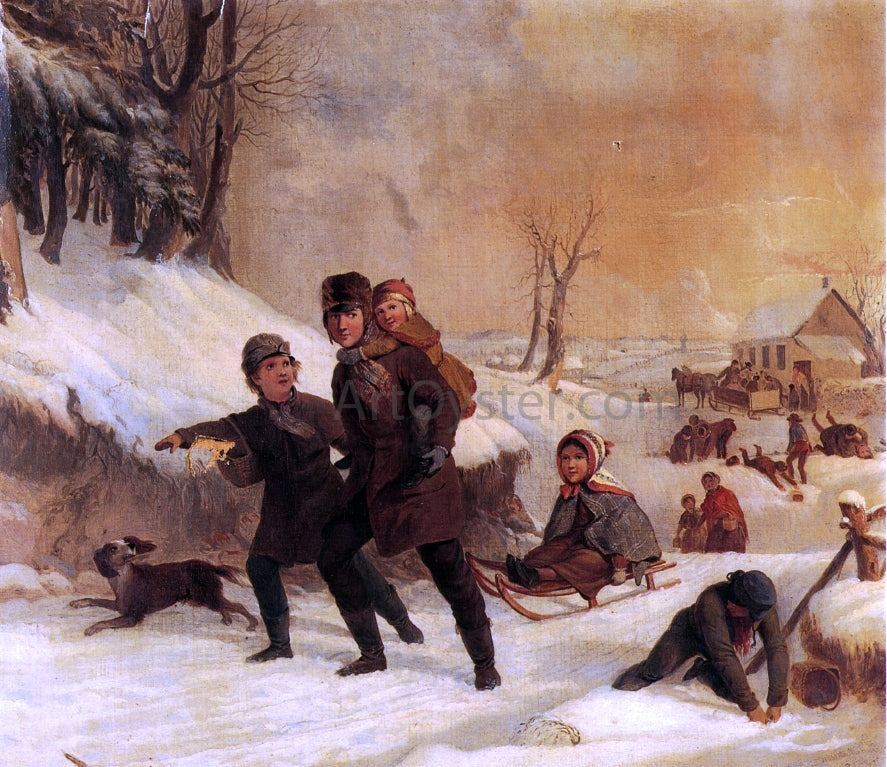  Thompkins Harrison Matteson Playing in the Snow - Canvas Print