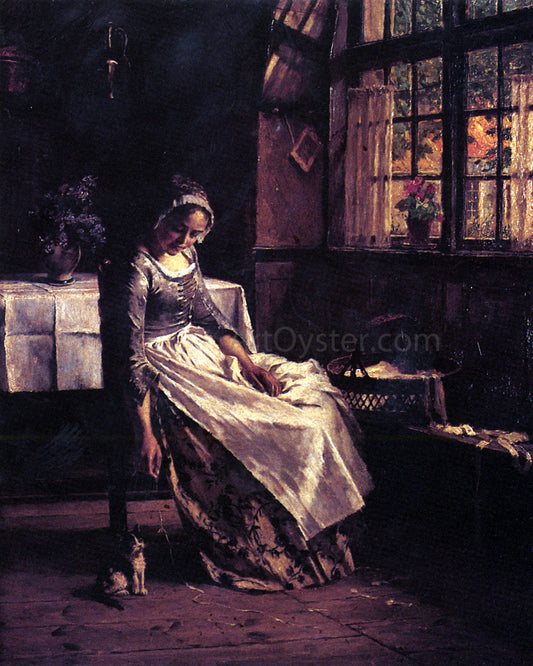  Henrik Nordenburg Playing With A Kitten - Canvas Print