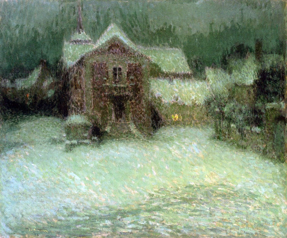  Henri Le Sidaner Plaza Under Snow, Gerberoy - Canvas Print