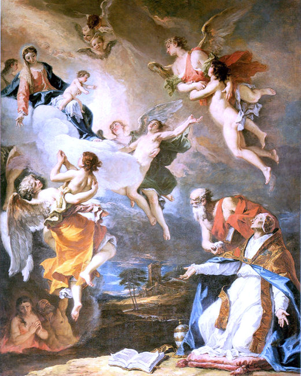  Sebastiano Ricci Pope Gregory the Great Saving the Souls of Purgatory - Canvas Print