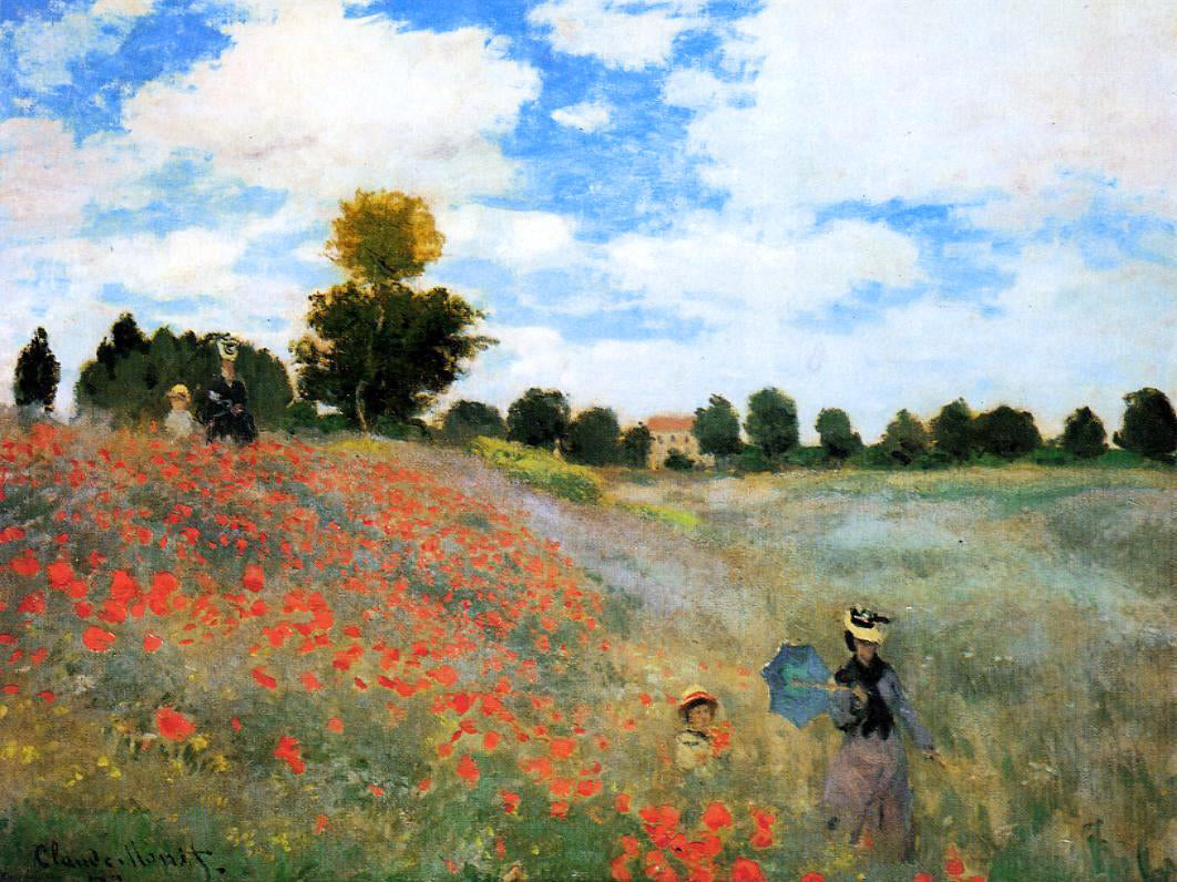  Claude Oscar Monet A Field of Poppies at Argenteuil - Canvas Print