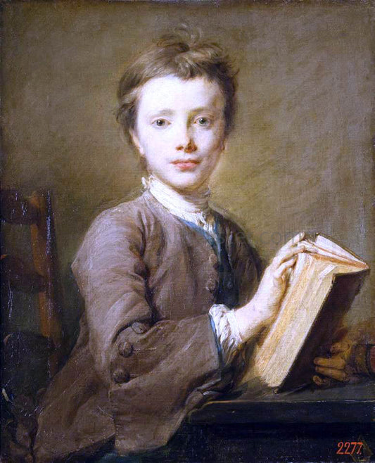  Jean-Baptiste Perronneau Portrait of a Boy with a Book - Canvas Print