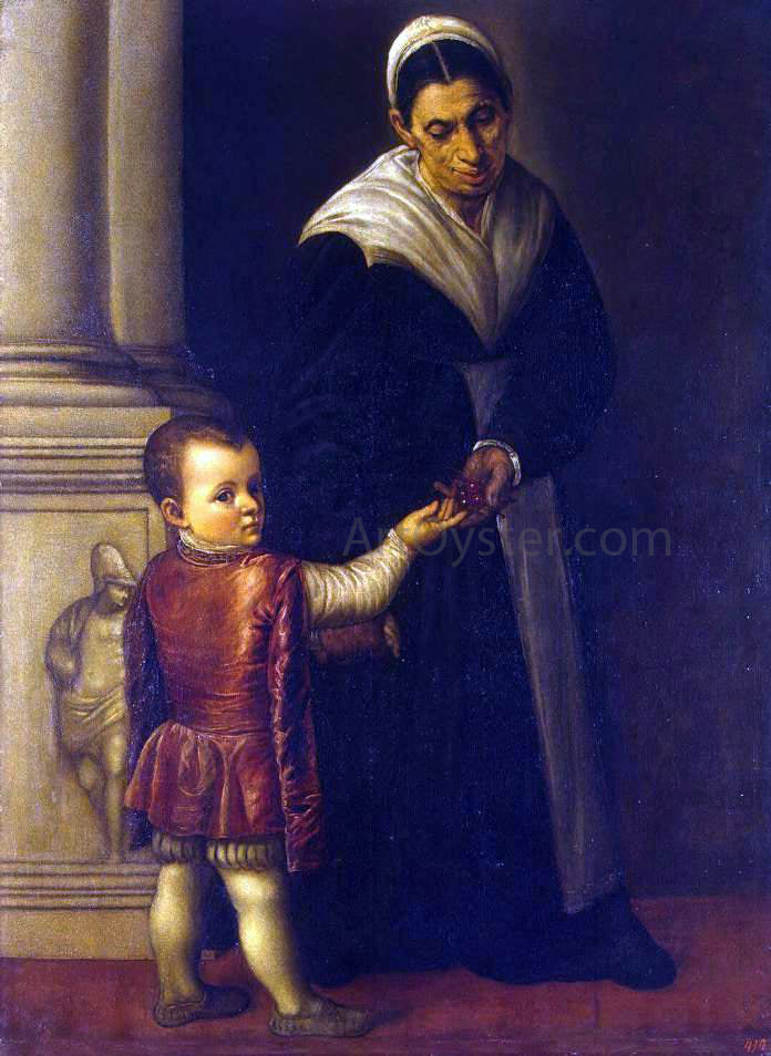  Moretto Da Brescia Portrait of a Boy with his Nurse - Canvas Print