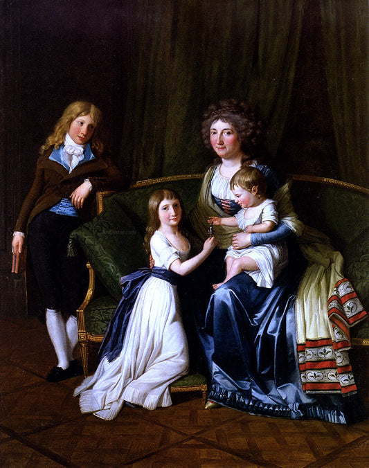  Henri Pierre Danloux Portrait Of A Family In An Interior - Canvas Print