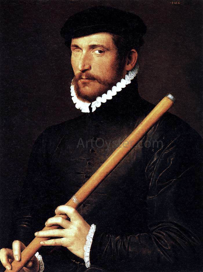  Unknown Painters Masters Portrait of a Flautist with One Eye - Canvas Print