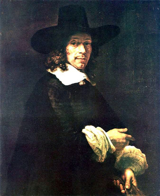  Rembrandt Van Rijn Portrait of a Gentleman with a Tall Hat and Gloves - Canvas Print