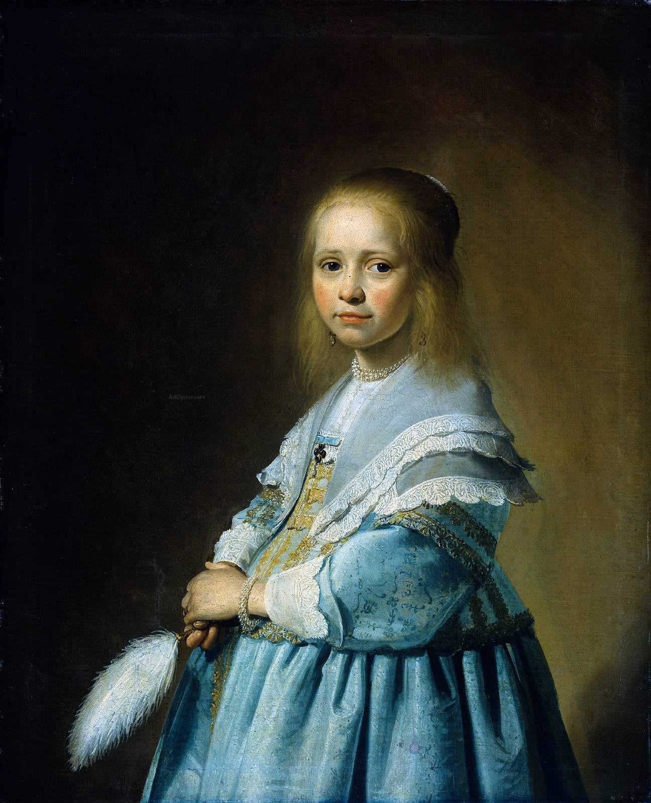  Johannes Cornelisz Verspronck Portrait of a Girl Dressed in Blue - Canvas Print