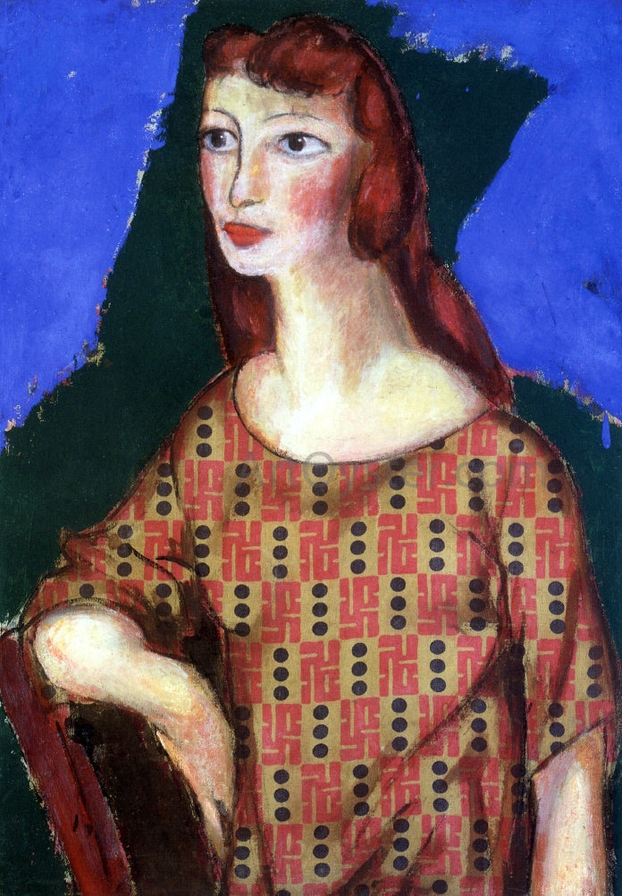  Alfred Henry Maurer Portrait of a Girl in a Flowered Dress - Canvas Print
