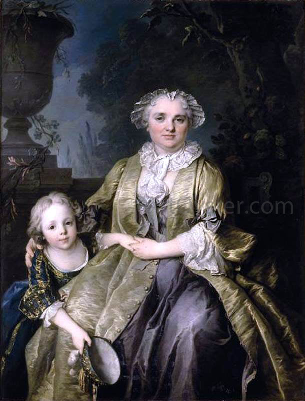  Louis Tocque Portrait of a Lady and Her Daughter - Canvas Print
