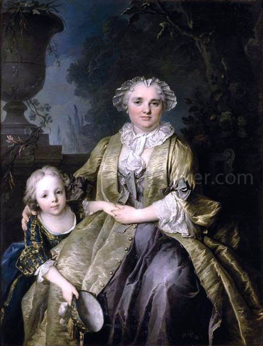  Louis Tocque Portrait of a Lady and Her Daughter - Canvas Print