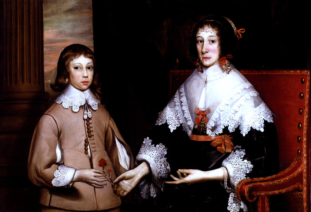  Edward Bower Portrait Of A Lady And Her Son - Canvas Print
