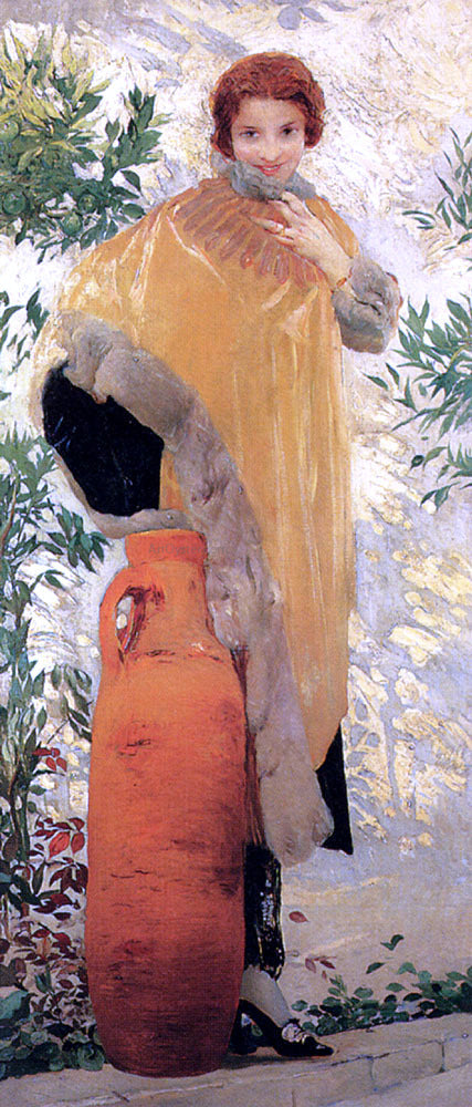  Giulio Aristide Sartorio Portrait of a Lady By An Urn - Canvas Print