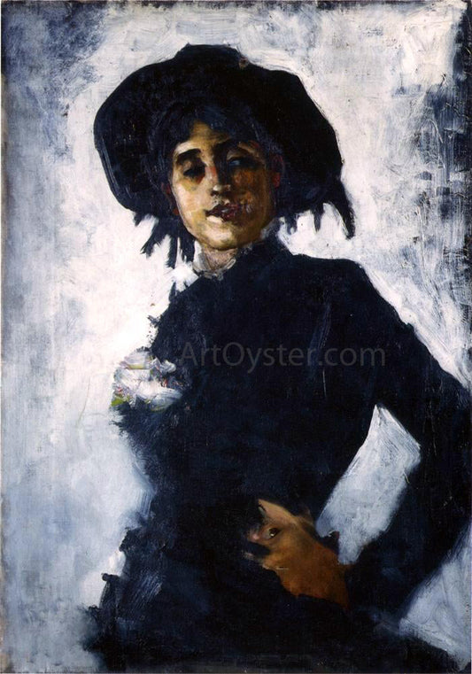  Ralph Wormsley Curtis Portrait of a Lady in a Black Hat - Canvas Print