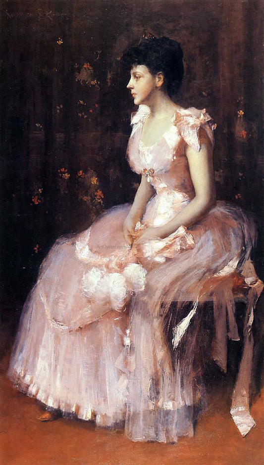  William Merritt Chase Portrait of a Lady in Pink (also known as Lady in Pink - Portrait of Mrs. Leslie Cotton) - Canvas Print