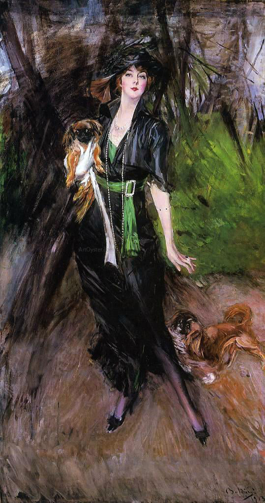  Giovanni Boldini Portrait of a Lady, Lina Bilitis, with Two Pekinese - Canvas Print