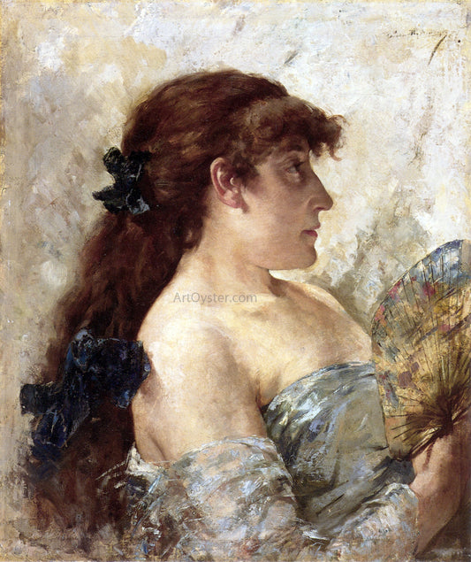 Theo Van Rysselberghe Portrait of a Lady with a Fan - Canvas Print