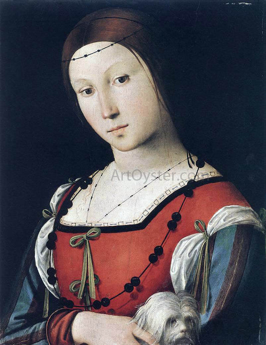  The Elder Lorenzo Costa Portrait of a Lady with a Lap-Dog - Canvas Print