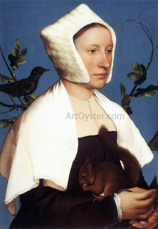  The Younger Hans Holbein Portrait of a Lady with a Squirrel and a Starling - Canvas Print