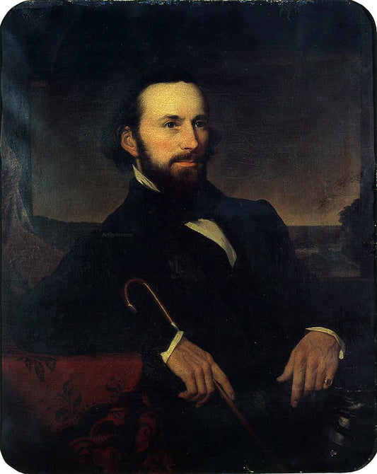  Martin Johnson Heade Portrait of a Man Holding a Cane - Canvas Print