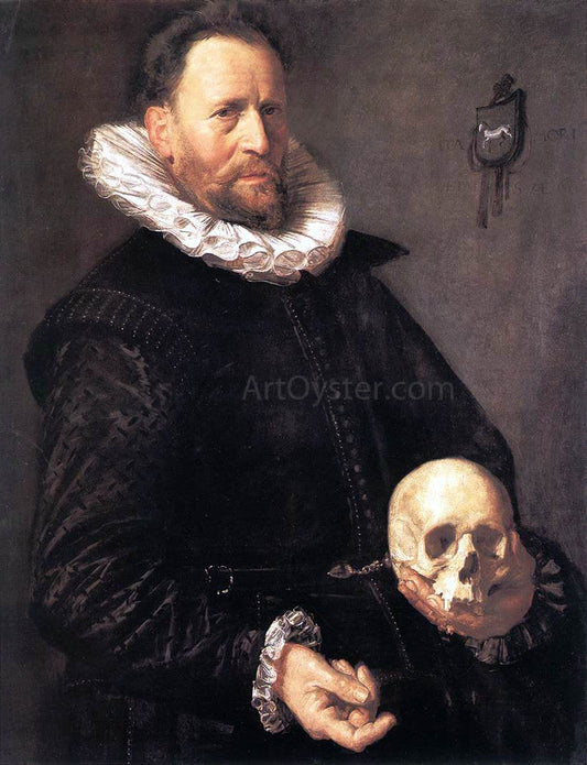  Frans Hals Portrait of a Man Holding a Skull - Canvas Print