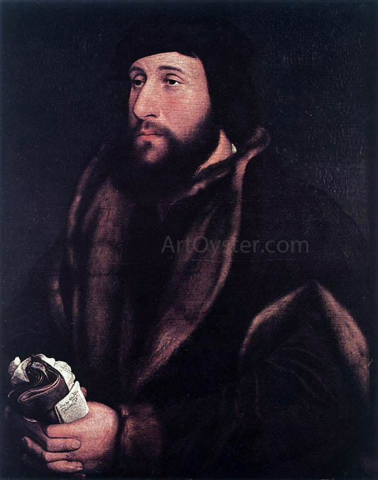  The Younger Hans Holbein Portrait of a Man Holding Gloves and Letter - Canvas Print