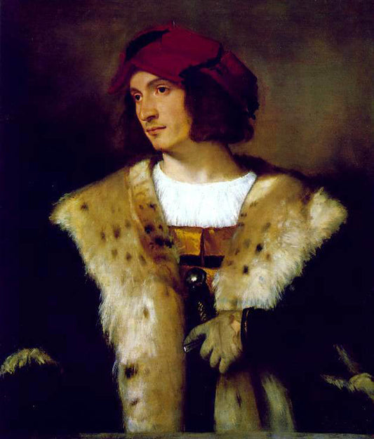  Titian Portrait of a Man in a Red Cap - Canvas Print