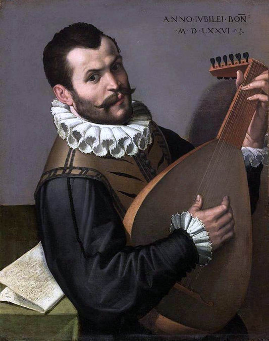  Bartolomeo Passerotti Portrait of a Man Playing a Lute - Canvas Print