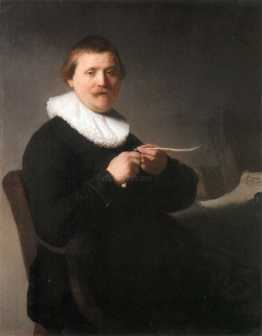  Rembrandt Van Rijn Portrait of a Man Sharpening a Pen - Canvas Print