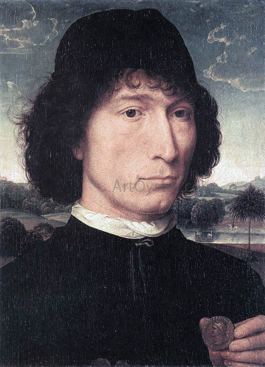  Hans Memling Portrait of a Man with a Roman Coin - Canvas Print