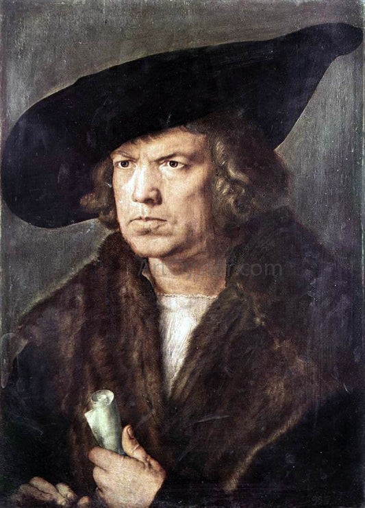  Albrecht Durer Portrait of a Man with Baret and Scroll - Canvas Print