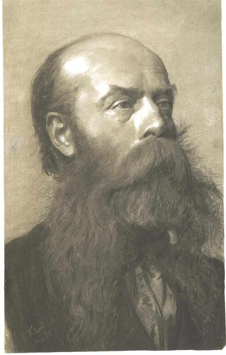  Gustav Klimt Portrait of a Man with Beard in Three Quarter Profile - Canvas Print
