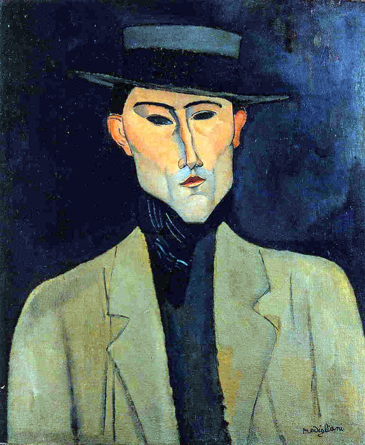  Amedeo Modigliani Portrait of a Man with Hat (also known as Jose Pacheco?) - Canvas Print